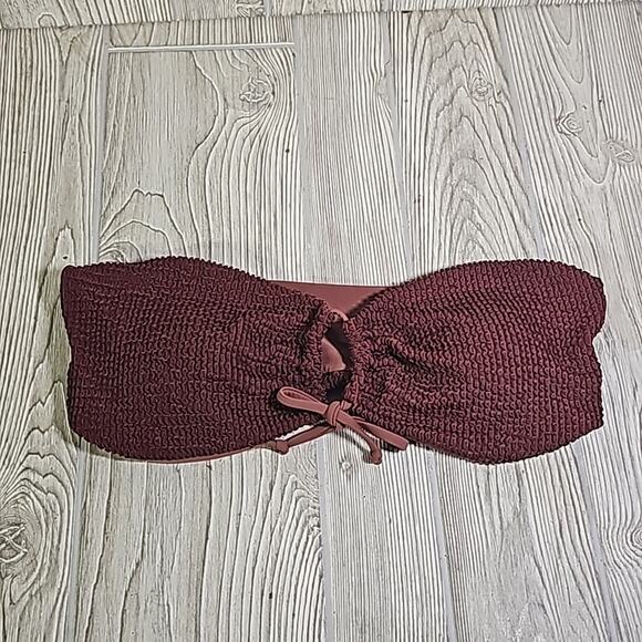 ZAFUL Burgundy 2 Piece String Bikini Bandau Top Swimsuit Womens Size 6 NEW - Picture 2 of 13